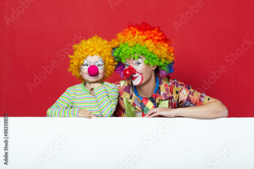 big and little funny clowns photo