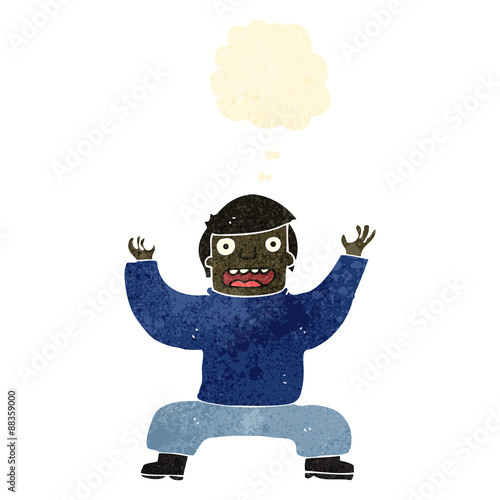retro cartoon man squatting