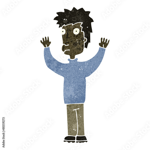retro cartoon man surrendering