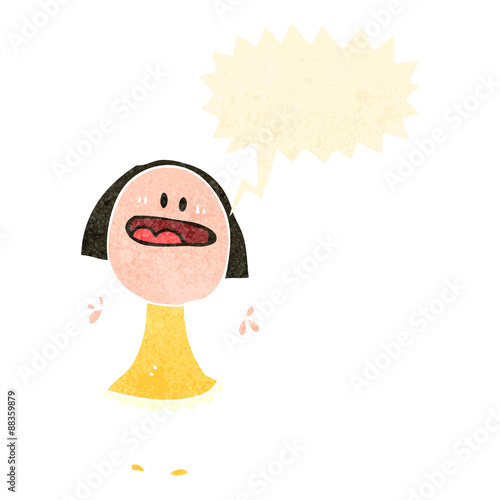 retro cartoon complaining doodle woman