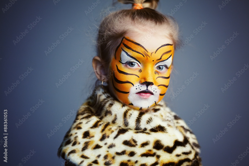little girl with tiger costume little girl with tiger costume