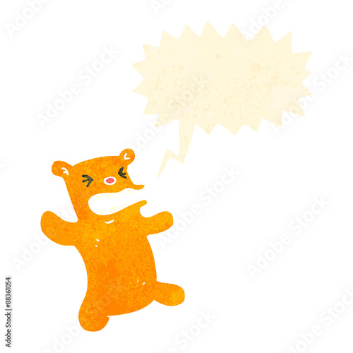 retro cartoon shouting teddy bear