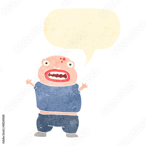 retro cartoon mutant boy