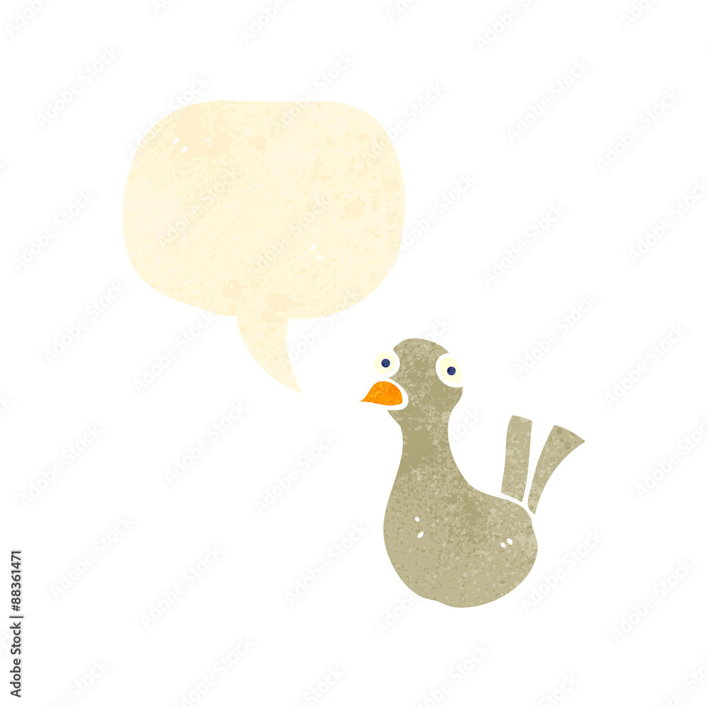 retro cartoon pigeon with speech bubble retro cartoon pigeon with speech bubble