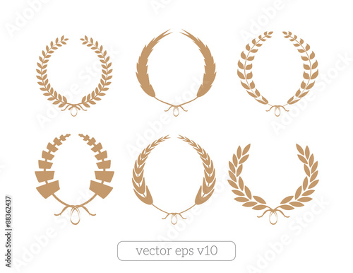 Gold Laurel Wreaths Vector Collection