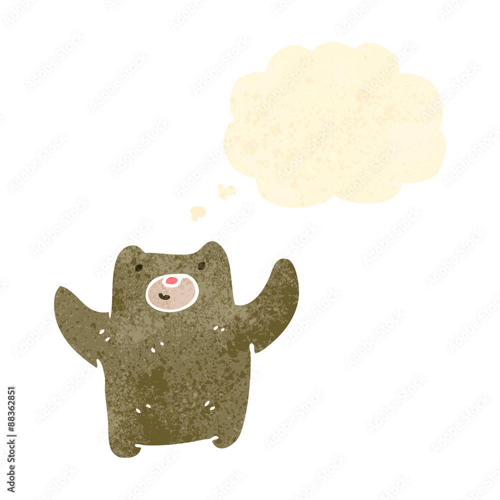 Fototapeta premium retro cartoon little bear with thought bubble