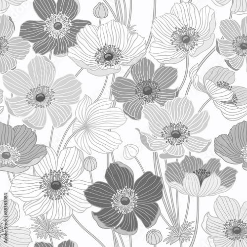 seamless pattern with anemone