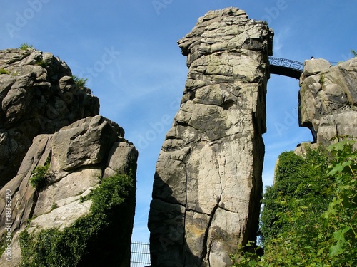 Brücke für die Besucher der Externsteine im Sommer bei Sonnenschein in Horn-Bad Meinberg bei Detmold im Teutoburger Wald in Ostwestfalen-Lippe  photo