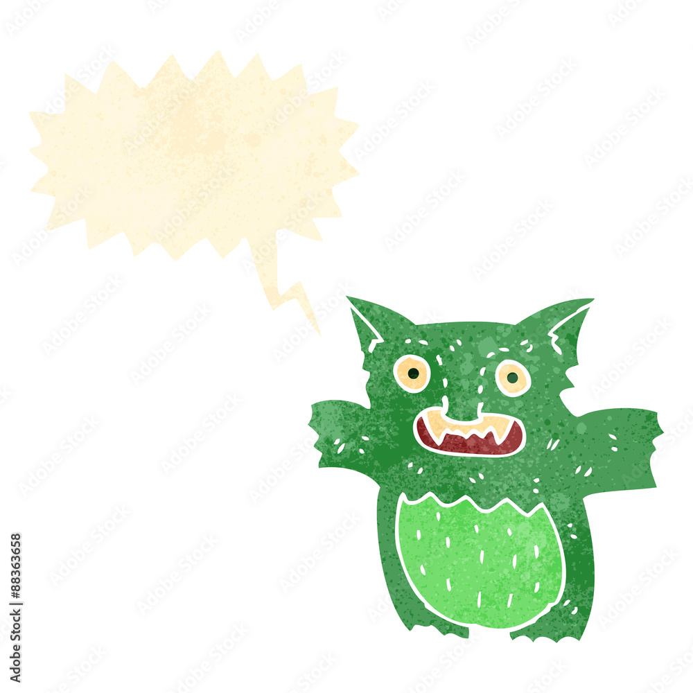 Fototapeta premium retro cartoon little green monster