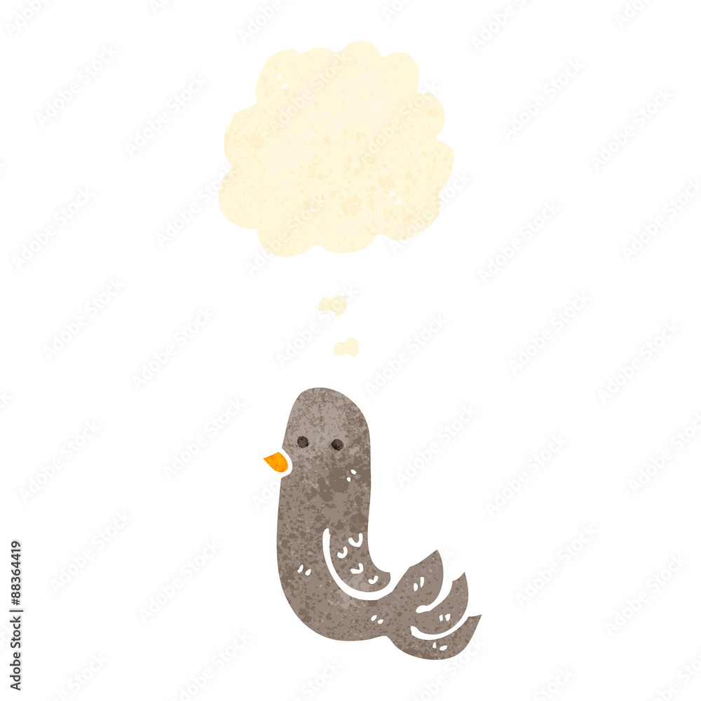 retro cartoon bird with thought bubble retro cartoon bird with thought bubble