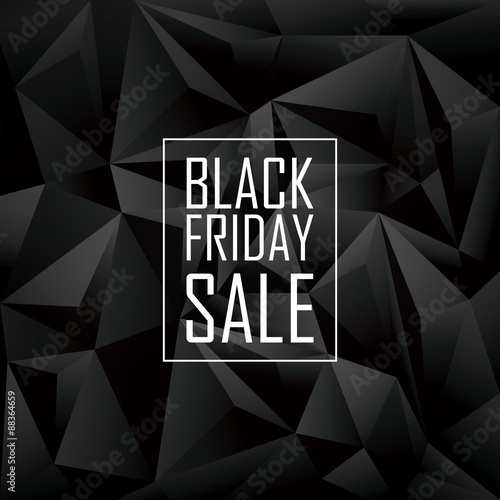Black friday sale poster. Low polygonal geometric design. White