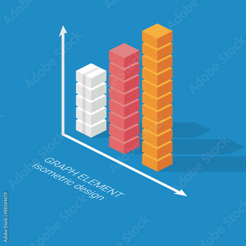 Infographics column graph element. Isometric design chart