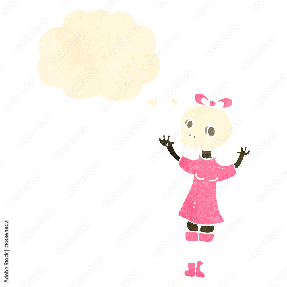 retro cartoon girl with skull mask retro cartoon girl with skull mask