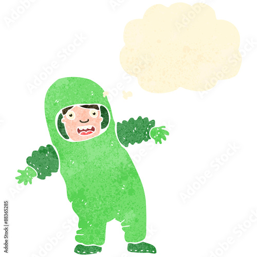 retro cartoon man in protective suit photo