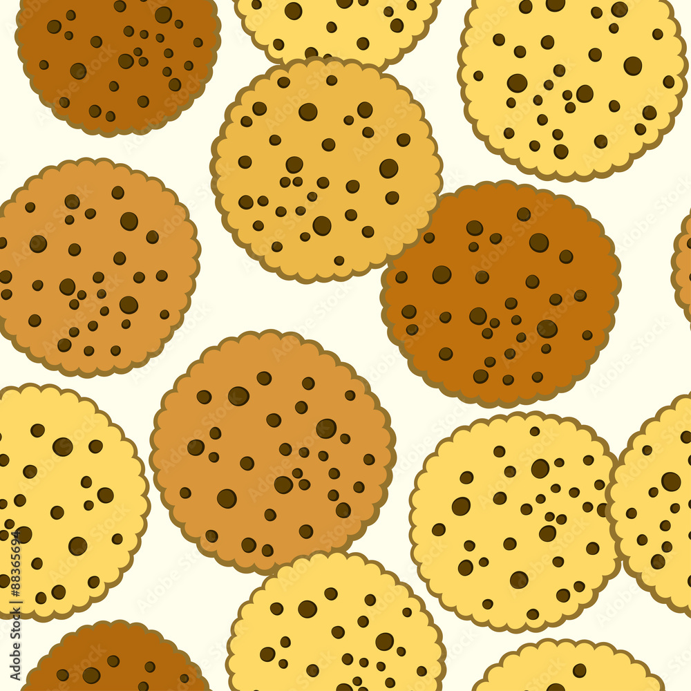 Chocolate chip cookie. Seamless pattern on a white background. Chocolate chip cookie. Seamless pattern on a white background.
