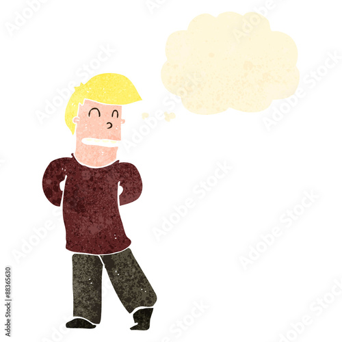 retro cartoon shy man