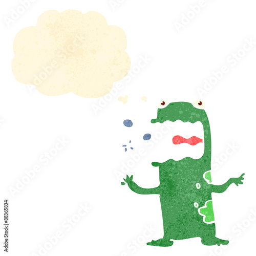 retro cartoon burping frog
