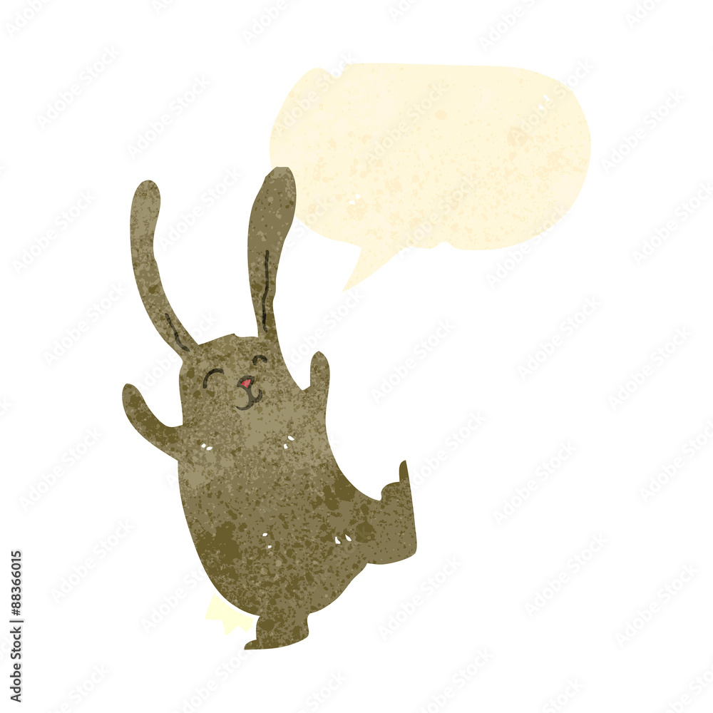 retro cartoon rabbit with speech bubble retro cartoon rabbit with speech bubble