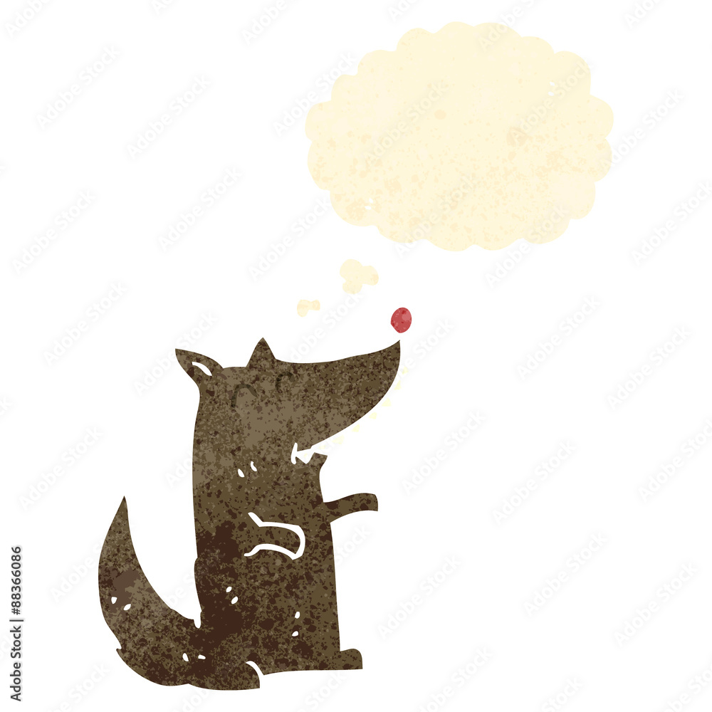 retro cartoon little wolf with thought bubble retro cartoon little wolf with thought bubble