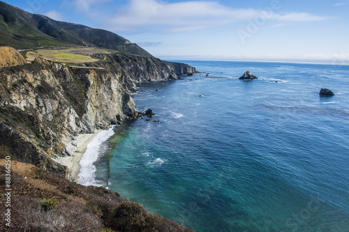 The rocky coast of the Big Sur near Bixby bridge, California, USA #88366250