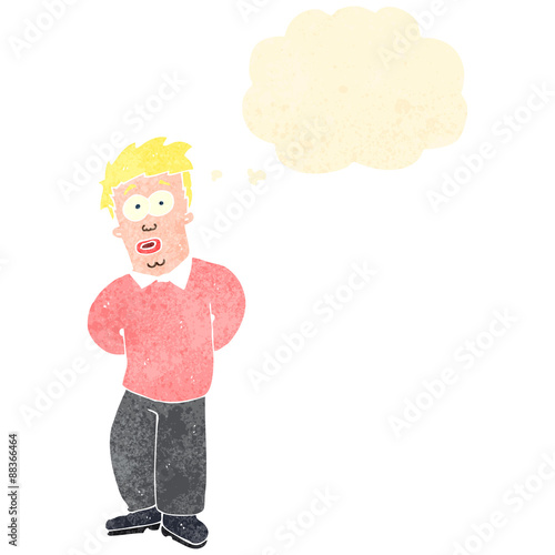 retro cartoon shy man