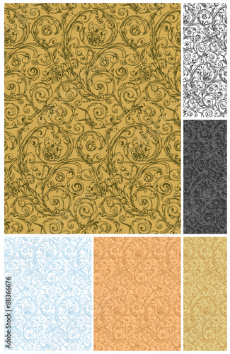Seamless wallpaper pattern, vector set