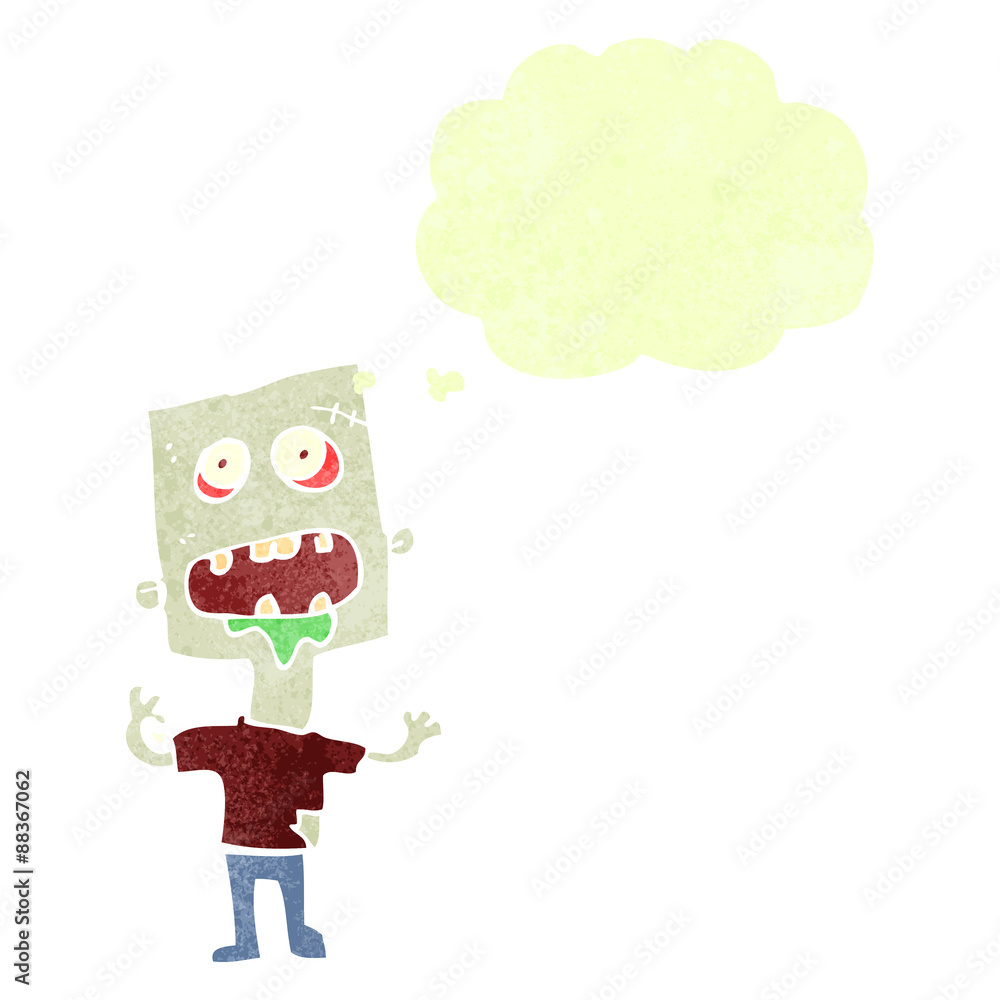 retro cartoon zombie with thought bubble retro cartoon zombie with thought bubble