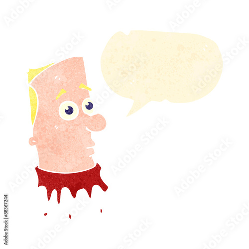 retro cartoon talking severed head