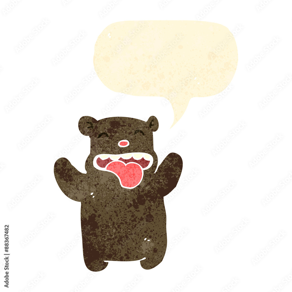 retro cartoon bear with speech bubble retro cartoon bear with speech bubble