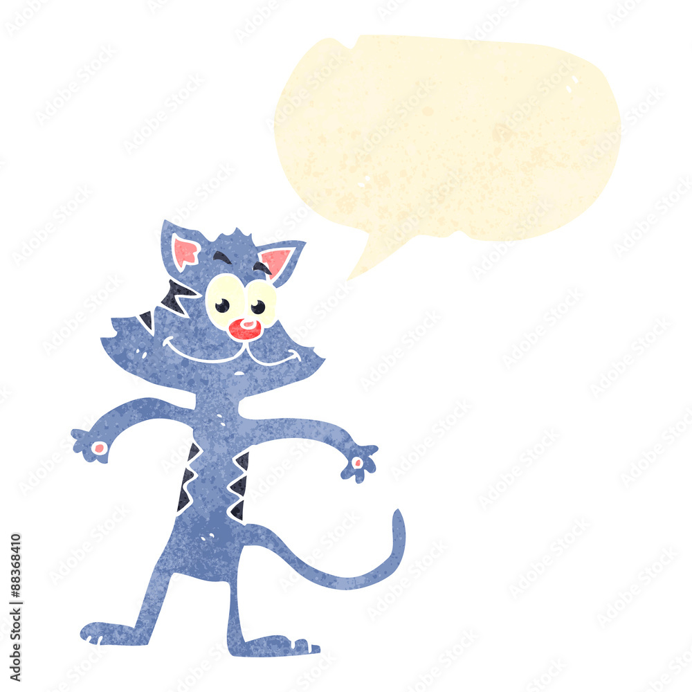 Obraz premium retro cartoon cat with speech bubble