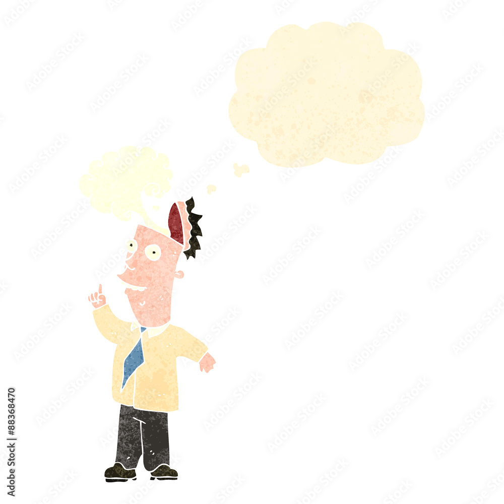 retro cartoon man with open head retro cartoon man with open head