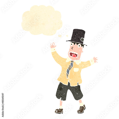 retro cartoon crazy tramp with thought bubble