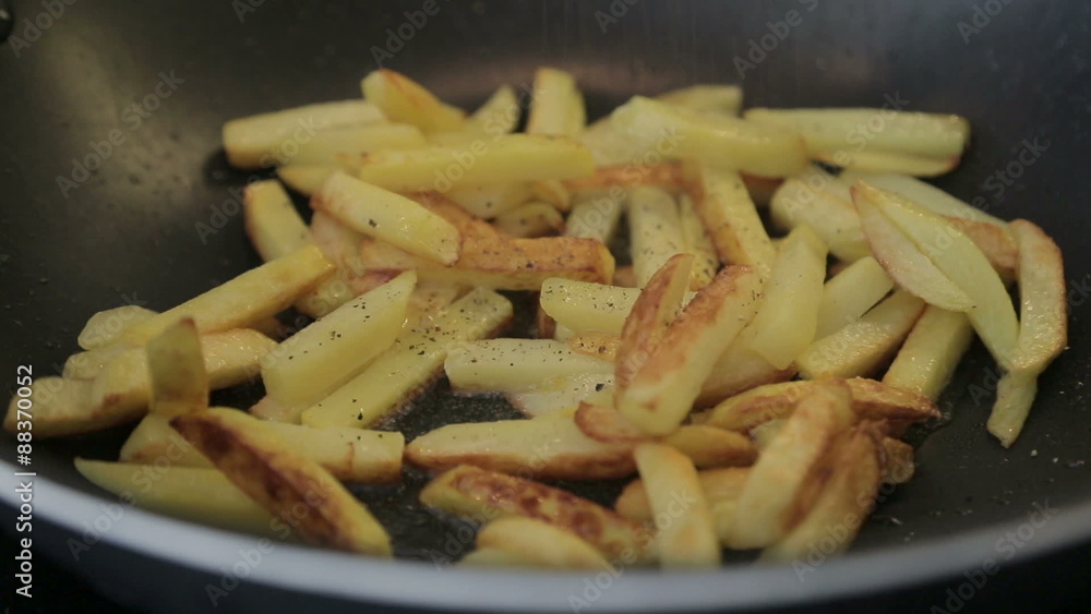 French fries are fried in a pan French fries are fried in a pan