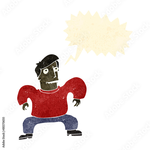 retro cartoon man squatting