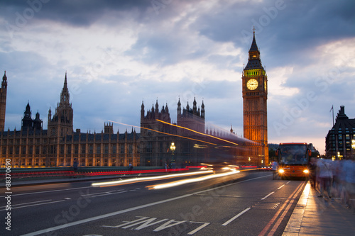 London sunset. Big Ben and houses of Parliament