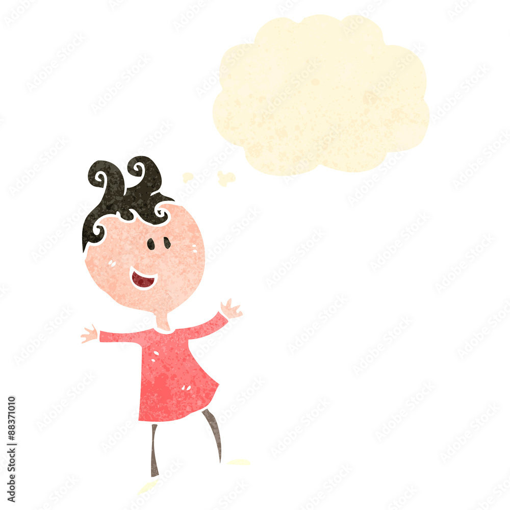 retro cartoon happy doodle girl retro cartoon happy doodle girl