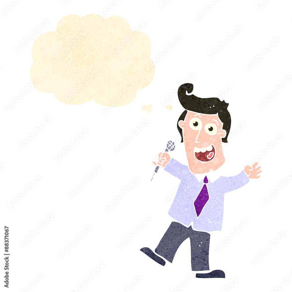 retro cartoon presenter man with microphone retro cartoon presenter man with microphone