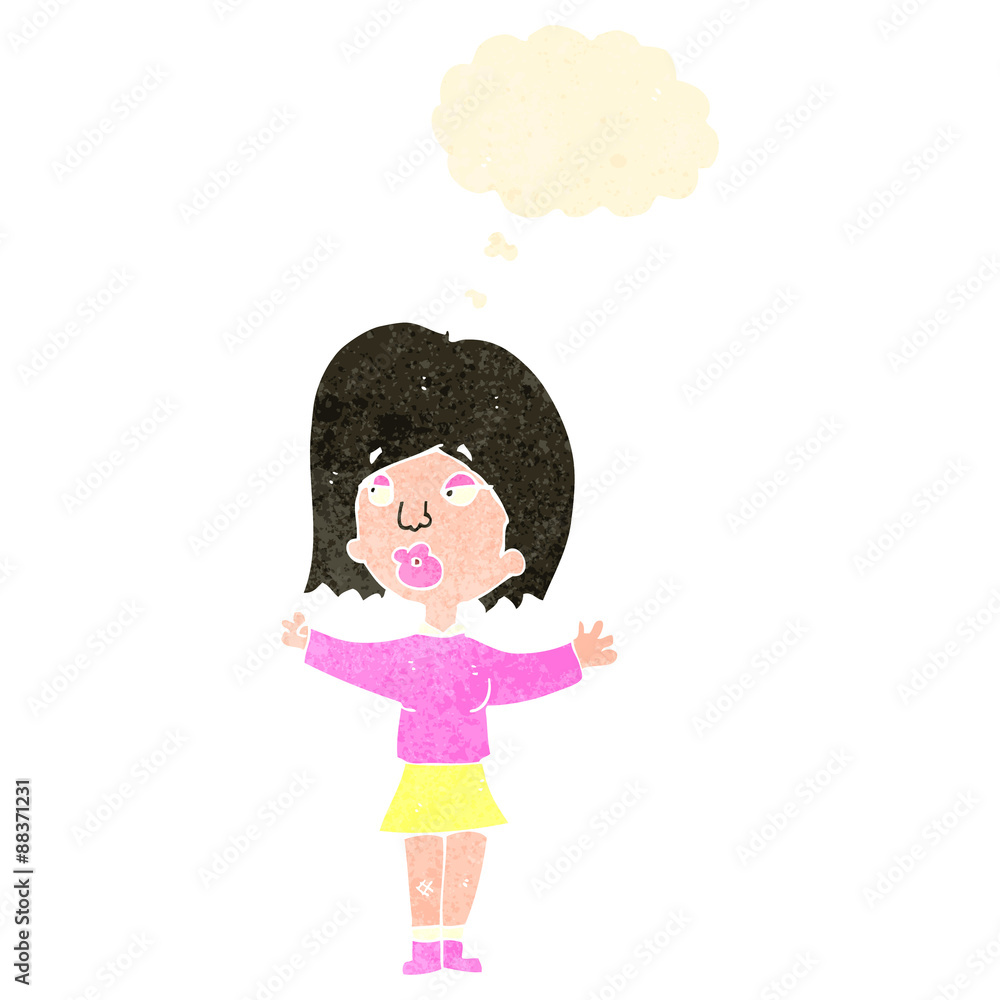 retro cartoon woman making choice retro cartoon woman making choice