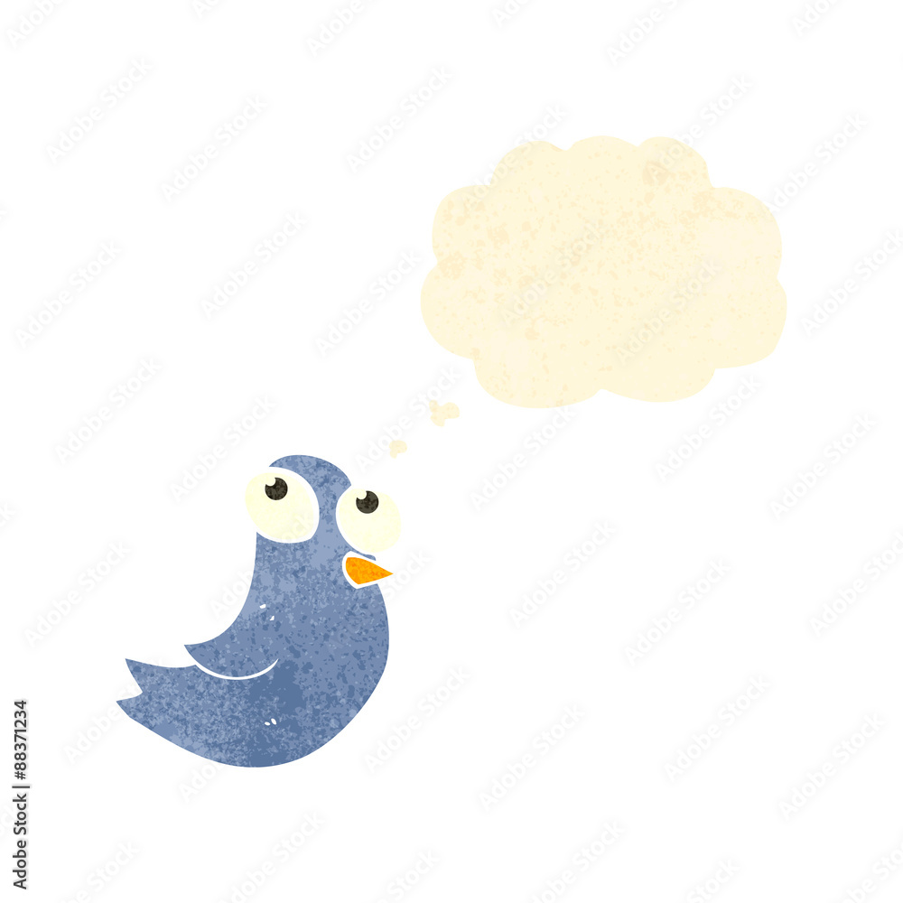retro cartoon bird with thought bubble retro cartoon bird with thought bubble