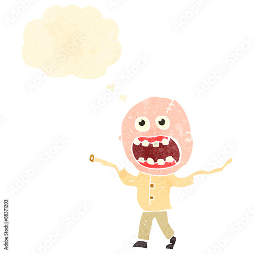retro cartoon escaped madman with thought bubble
