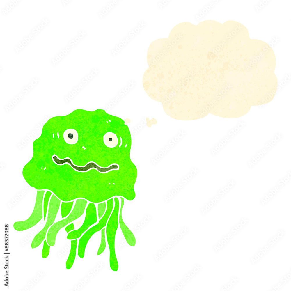 retro cartoon squid with thought bubble retro cartoon squid with thought bubble