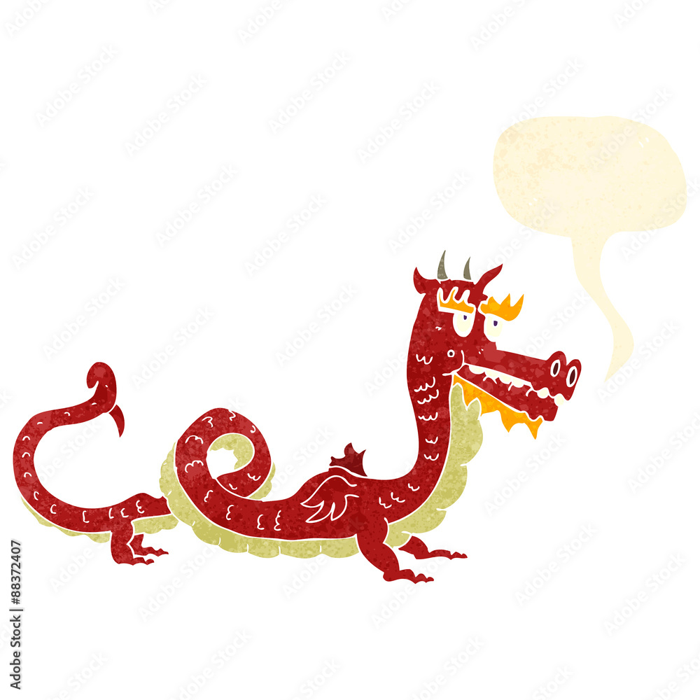 Fototapeta premium retro cartoon chinese dragon
