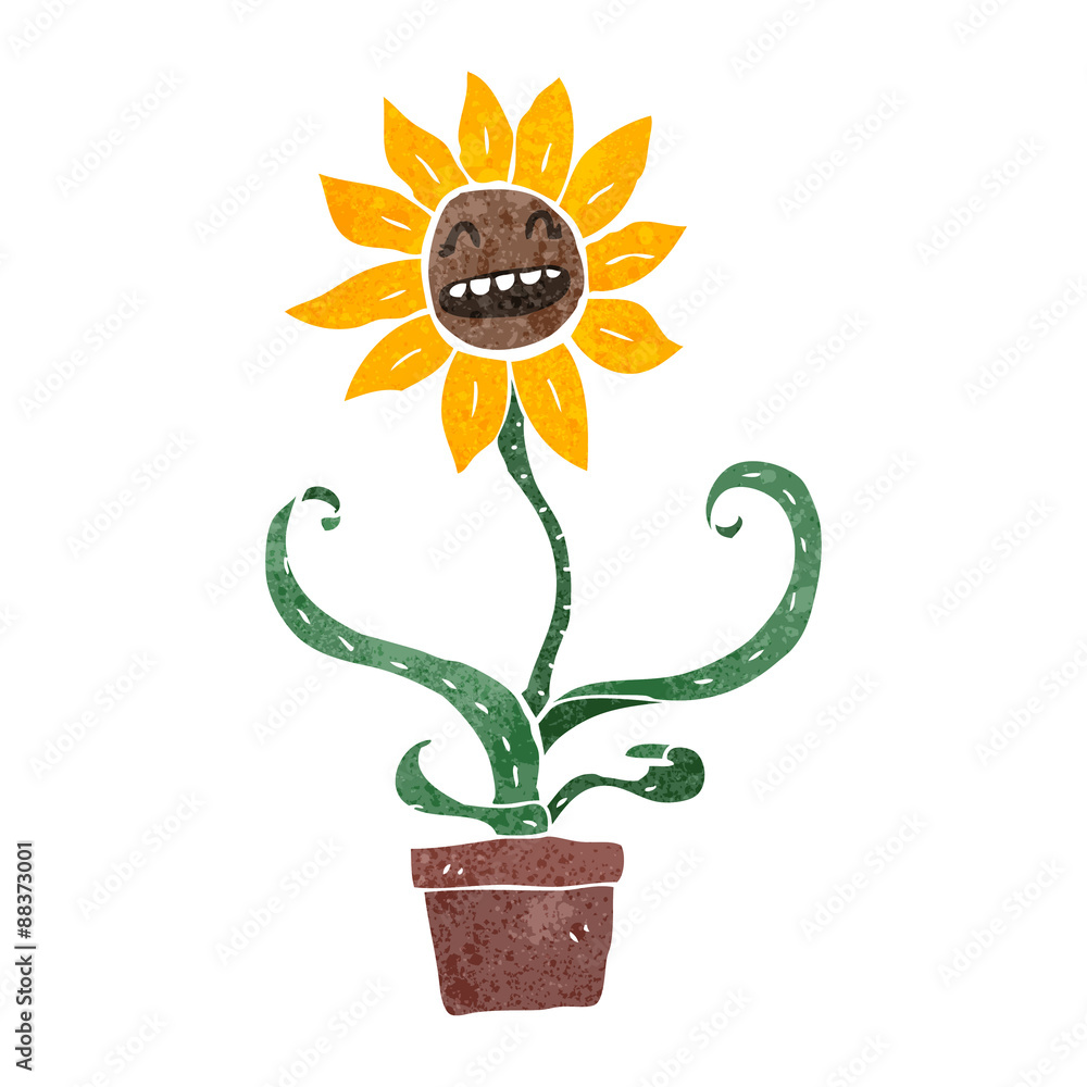 Obraz premium retro cartoon flower