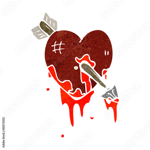 retro cartoon bloody heart symbol
