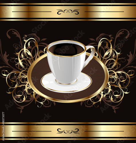 Vintage background for packing coffee, coffee cup