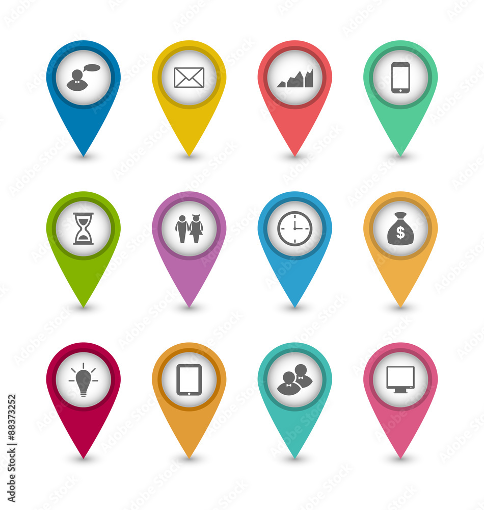 Set business infographics icons for design website layout Set business infographics icons for design website layout