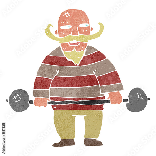 retro cartoon circus strongman
