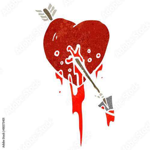 retro cartoon bloody heart symbol
