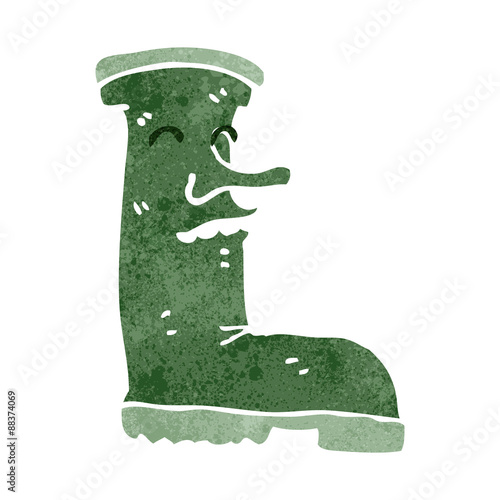 retro cartoon wellington boot
