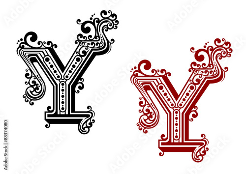 Vintage isolated capital letter Y